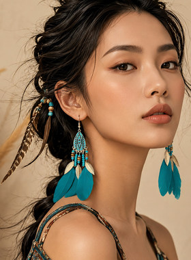 波西米亚风耳环女民族风耳饰度假风耳钉新疆西藏云南异域流苏配饰