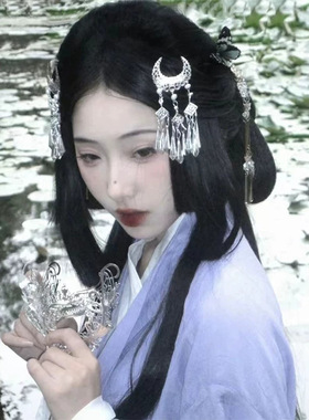 儿童民族风头发饰苗族藏式额链女童少数民族苗疆发夹拍照演出配饰