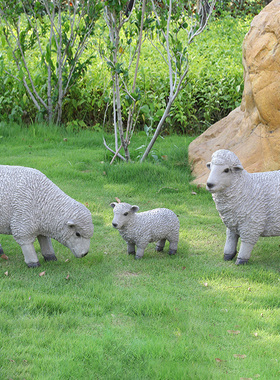 仿真山羊绵羊玻璃钢摆件公园草坪农场花园景区园林景观装饰品雕塑