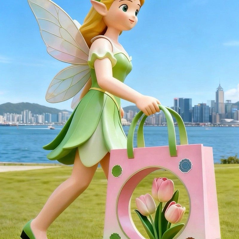 创意购物袋花仙子花束玻璃钢雕塑户外广场公园商场美陈装饰大摆件,淘宝优惠券,粉丝福利购,淘宝优惠卷