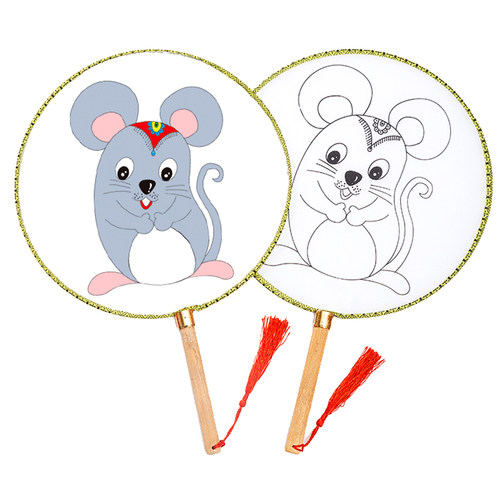 涂鸦团扇diy材料包宫扇儿童diy涂色画扇子绘画扇幼儿园空白扇子 - 图3