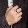 S925 sterling silver emerald cut natural diopside ring square arm jewelry grade men's trendy brand all-match ring