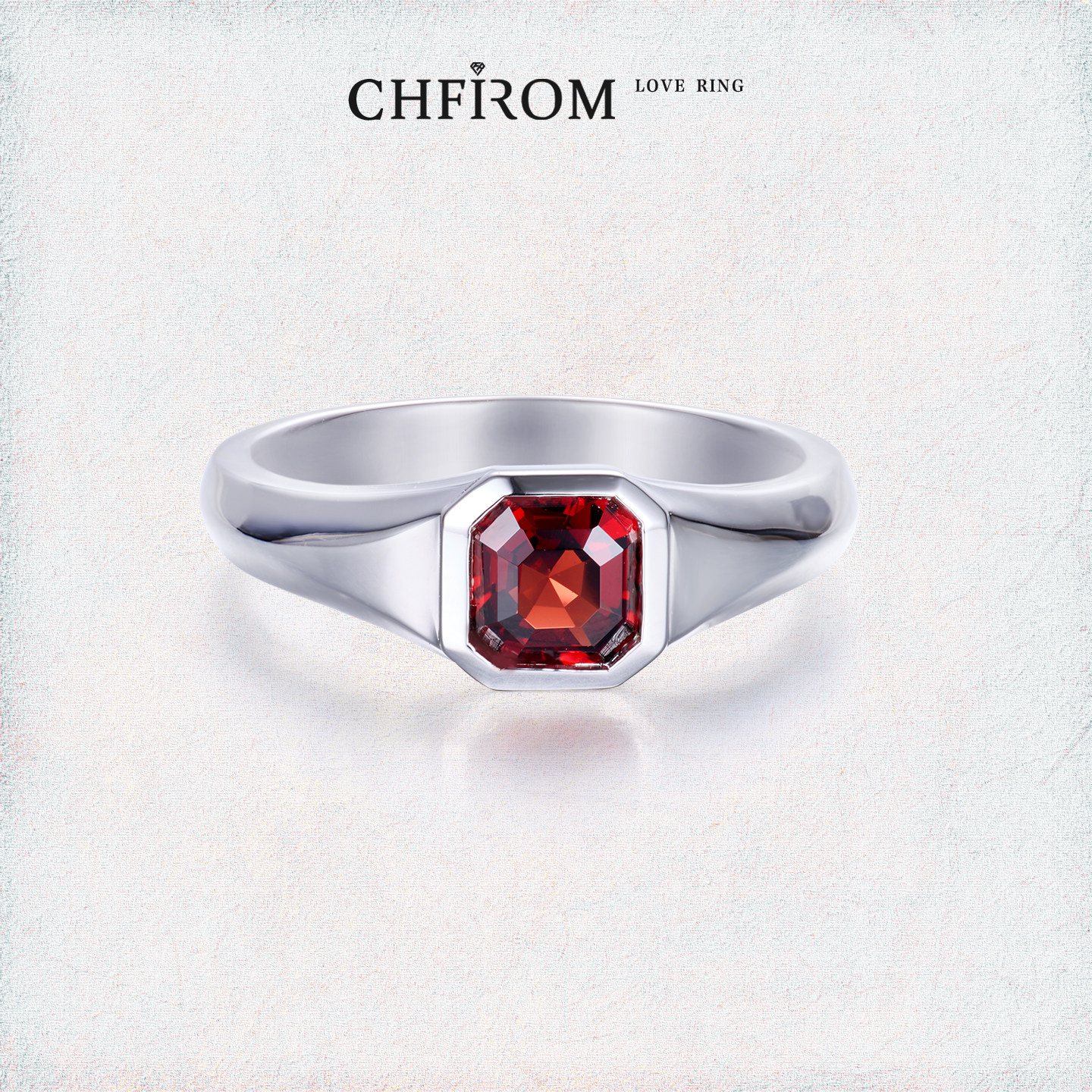 天然石榴石戒指S925纯银单颗小八角宝石男女指环中性设计简约高级,淘宝优惠券,粉丝福利购,淘宝优惠卷