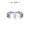 Natural colored tourmaline ring with cultivated diamond S925 sterling silver simple fashionable unisex design men and women's ring