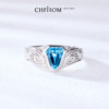 Natural topaz shield ring S925 sterling silver embossed curly grass pattern original design men's fashion personalized ring
