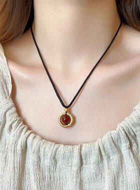 新中式高级感小众吊坠毛衣链女