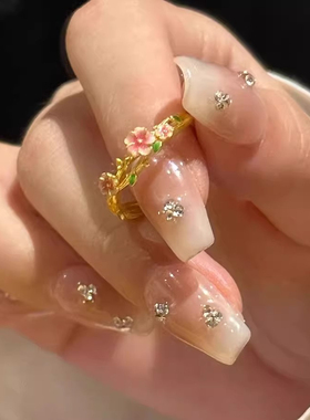 立体花朵珐琅滴釉开口食指戒