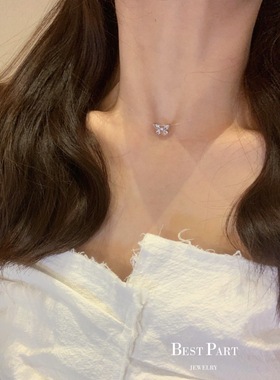 蝴蝶水钻锁骨链锆石纯欲风镶钻