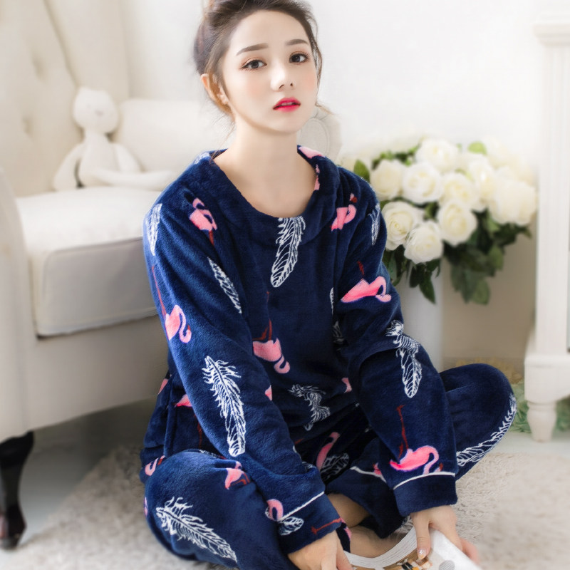 珊瑚绒睡衣女士冬季加厚加绒保暖长袖法兰绒春秋冬可爱家居服套装,淘宝优惠券,粉丝福利购,淘宝优惠卷