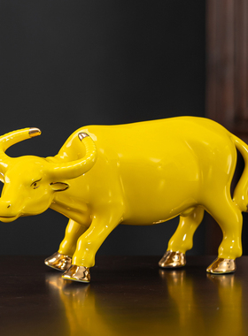 陶瓷牛黄牛水牛招财风水生肖摆件