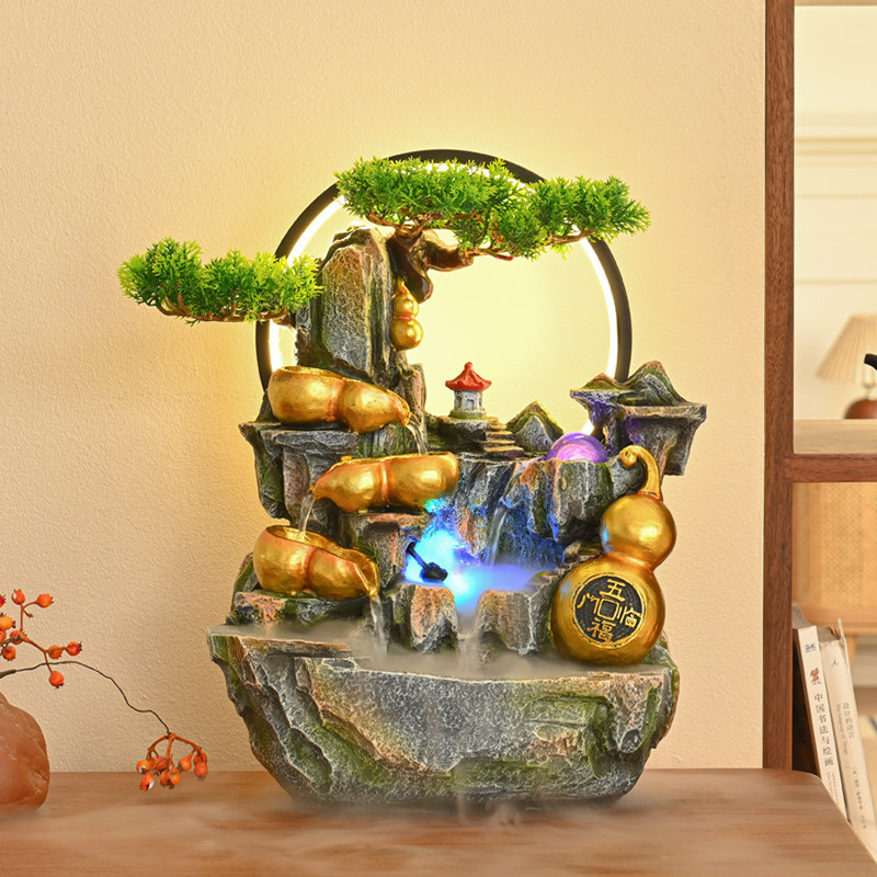 假山景观客厅加湿器高山风车流水摆件循环水招财盆景造景风水轮,淘宝优惠券,粉丝福利购,淘宝优惠卷