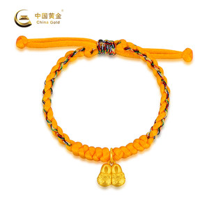 【中国黄金旗舰店】虎头鞋手串儿童生肖转运珠女款礼物手绳旗舰