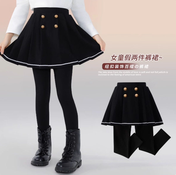 女童假两件百褶裙打底裤2026春秋冬新款加绒厚保暖洋气一体绒裤裙,淘宝优惠券,粉丝福利购,淘宝优惠卷