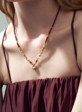 DINN DINN DESIGN新年限定系列南红串珠细项链原创设计锁骨链简约