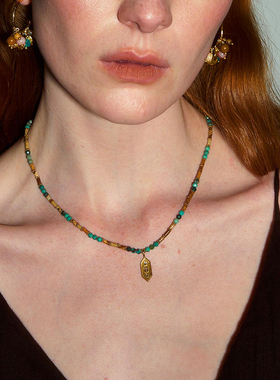 DINN DINN DESIGN度假项链彩色珠珠吊牌项链高级感饰品百搭轻奢女