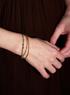 DINN DINN DESIGN度假系列小花花彩色珠珠双层手链轻奢小众气质