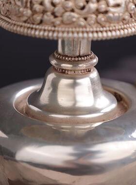 藏式尼泊尔手工白铜贲巴壶雕花款八吉祥文巴壶家用净水瓶摆件单价