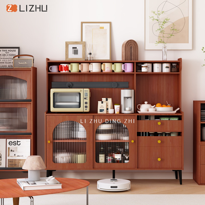 北欧餐边柜小户型中古风客厅靠墙复古高柜茶水柜储物简约酒柜定制 - 图1