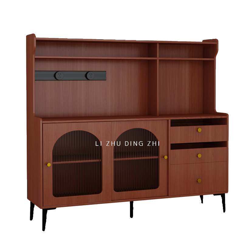 北欧餐边柜小户型中古风客厅靠墙复古高柜茶水柜储物简约酒柜定制 - 图3