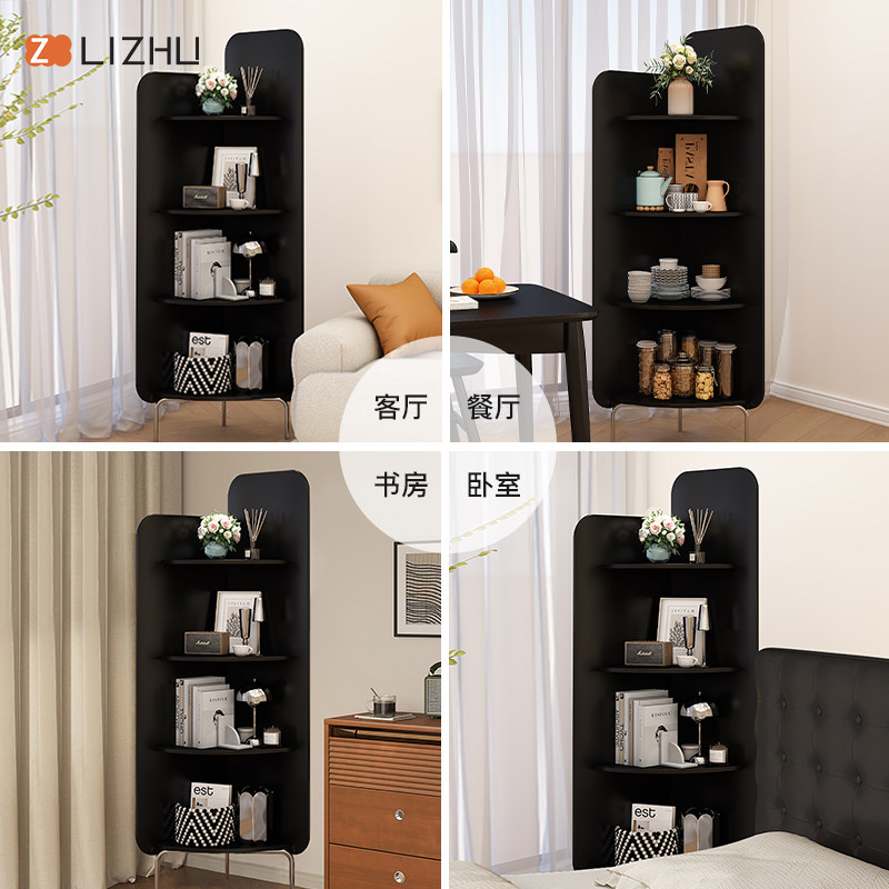日式转角架客厅小户型墙边柜置物架卧室厨房边角展示柜装饰架书架,淘宝优惠券,粉丝福利购,淘宝优惠卷