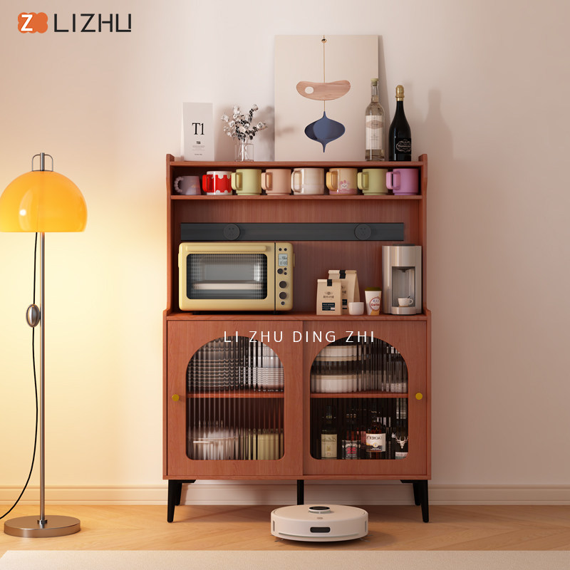 北欧餐边柜小户型中古风客厅靠墙复古高柜茶水柜储物简约酒柜定制 - 图0