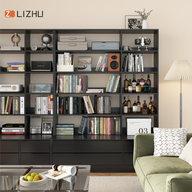 北欧日式组合书柜客厅书房满墙背景书架落地带卡座展示柜可定制,淘宝优惠券,粉丝福利购,淘宝优惠卷