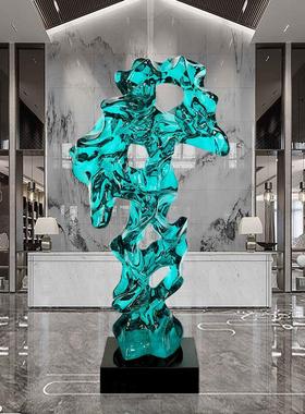 现代抽象透明树脂太湖石摆件样板间玄关酒店售楼处落地雕塑装饰品