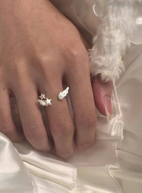 天使星星翅膀戒指女小众设计轻奢高级感食指戒甜酷可爱高颜值指环
