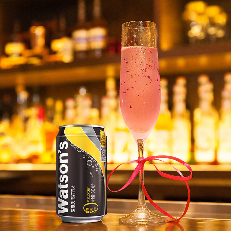 屈臣氏苏打汽水原味香草饮料330ml*24罐气泡水多口味