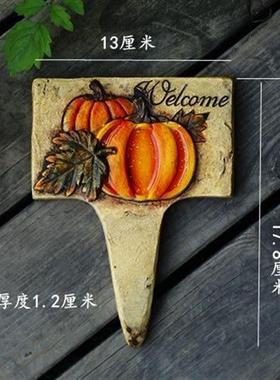 惊爆假日花园新品欧式花园石园艺杂货花插插杆标牌欢迎牌装饰品