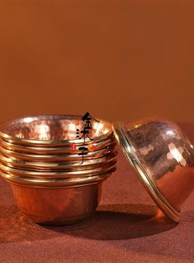 尼泊尔红铜供碗手工锤纹供奉净水杯七供碗藏式圣水杯供水碗摆件