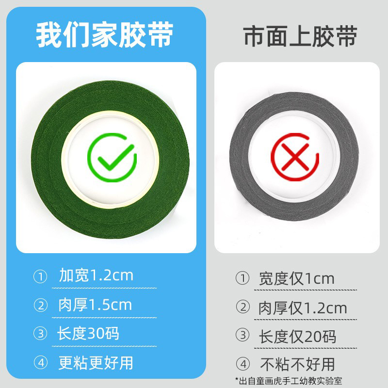 花艺胶带花杆绿色手工diy材料绿胶布皱纹纸花束扭扭棒丝网花包花,淘宝优惠券,粉丝福利购,淘宝优惠卷