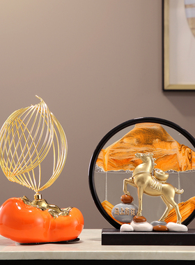 马上有钱创意流沙画高档摆件客厅玄关办公室轻奢高级感小众装饰品