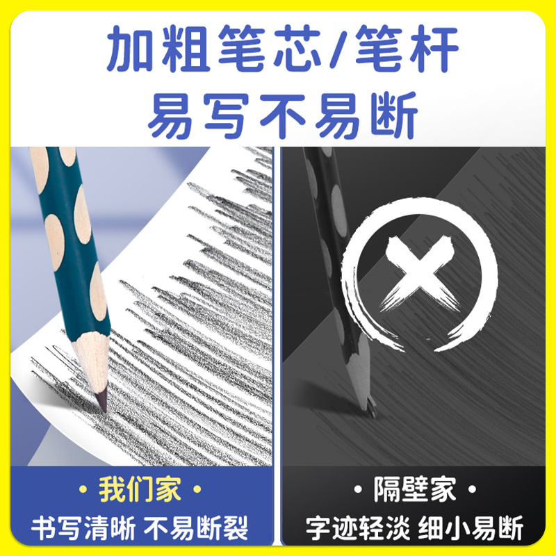 德国思笔乐旗舰店洞洞铅笔322小学生专用一年级无毒儿童幼儿园文具用品初学hb练字笔矫正握姿不断粗杆无毛刺-图3