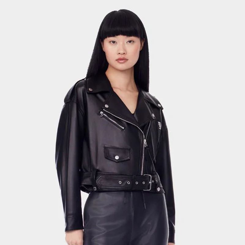 RUDSAK女士皮革真皮机车夹克