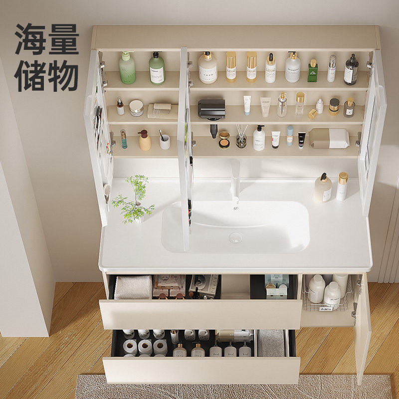 顾家家居轻奢浴室柜组合陶瓷一体盆洗手脸盆柜卫生间卫浴柜洗漱台,淘宝优惠券,粉丝福利购,淘宝优惠卷