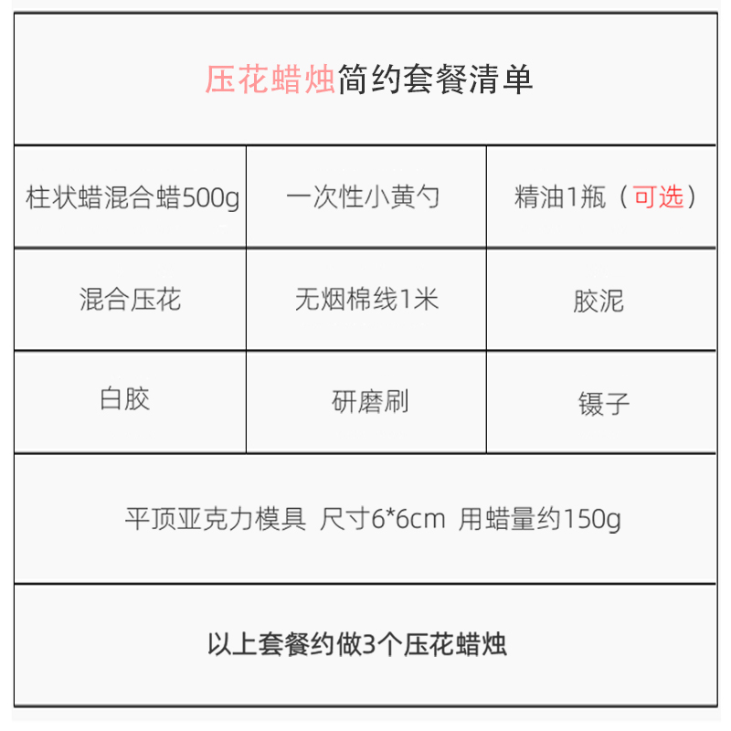 蔓玥手作韩式diy浮雕花香薰蜡烛材料包平顶圆柱PC模具套餐伴手礼-图1