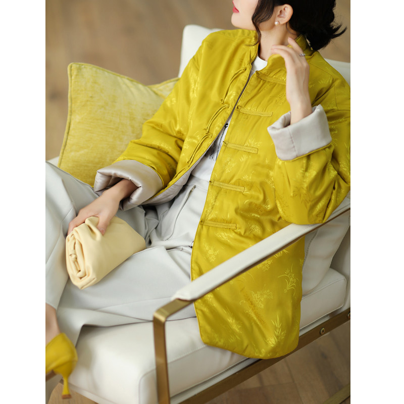 欧至雅2021年冬缎面提花日常女旗袍 szozya欧至雅上衣