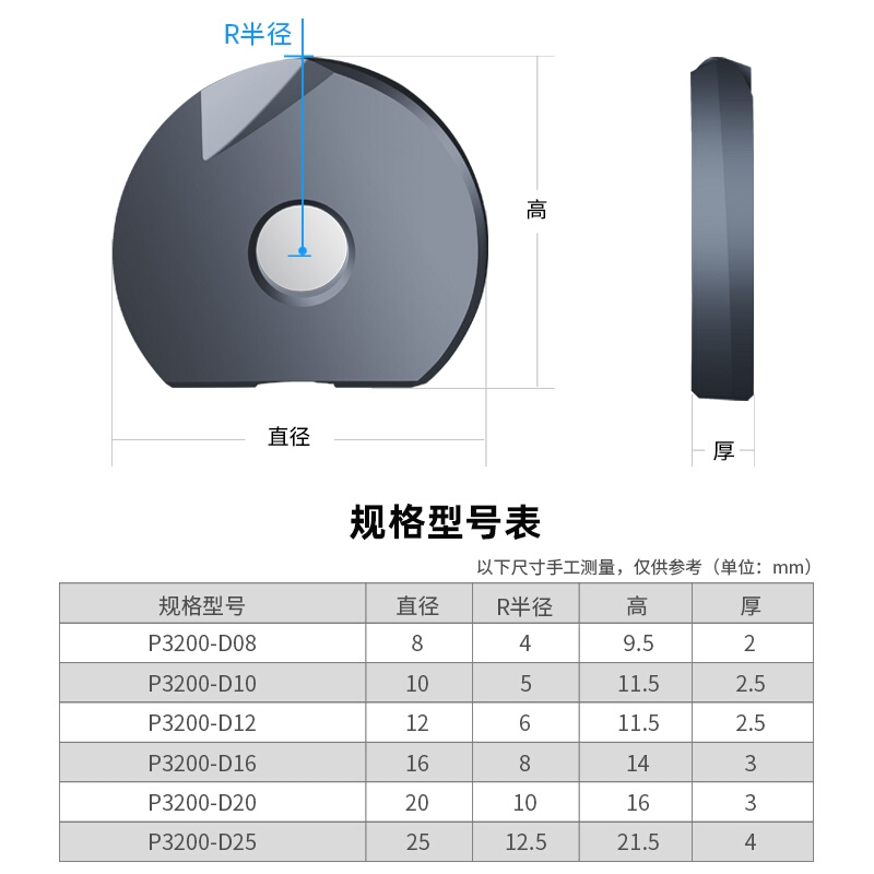 T2139球刀刀杆球头刀片R45681012.5半圆球铣刀片圆弧形P3200刀粒 - 图2