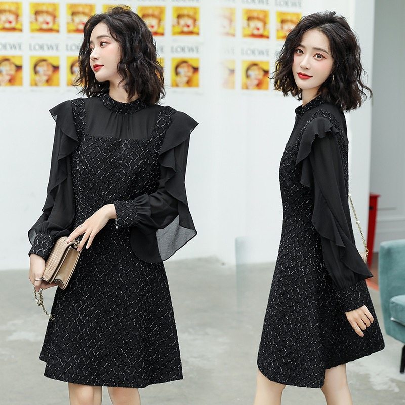 赫本风连衣裙2020新款黑色小黑裙子 从度连衣裙