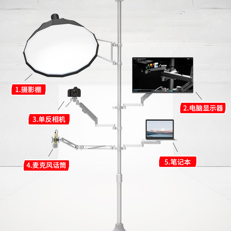 Ulanzi优篮子 Geartree设备树配件短视频抖音手机相机通用直播间摄影自媒体工作室套装灯架拓展组合金属架-图0