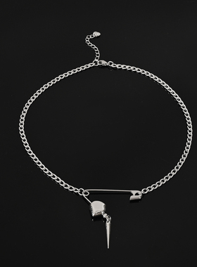 简约别针铆钉锁骨链项链男女小众