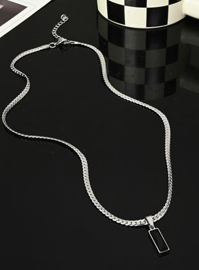 钛钢压花颈链高级感黑色吊坠项链