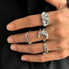 European and American pleated metal men's ring high-end hip-hop