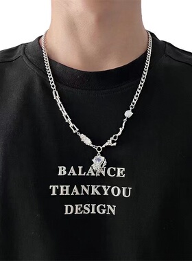 火焰携枝项链男轻奢冷淡风毛衣链