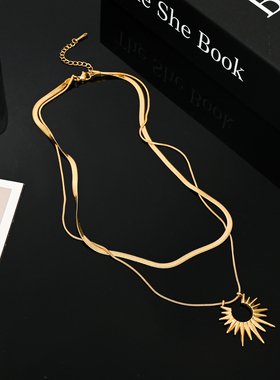 太阳神双层项链钛钢高级感轻奢