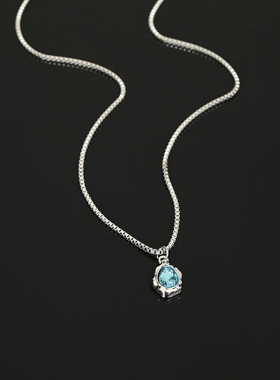 Vintage古着冰川蓝水滴项链男