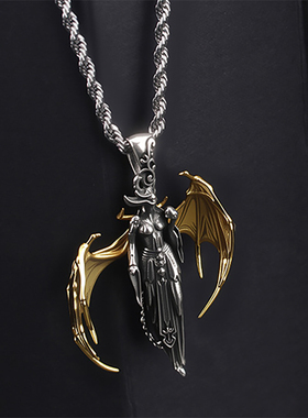 Vintage古着恶魔天使吊坠项链