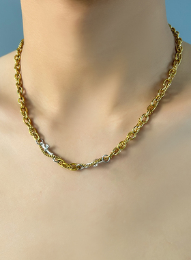 十字架加州哑金双层项链嘻哈