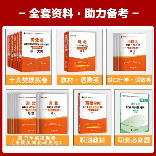 2026年河北省高职单招考试复习资料职业适应性语文数学英语模拟试卷真题测试对口升学考试分类考试题库第一二三四五六七九十大类 - 图0